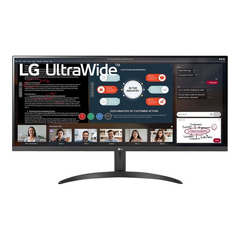 Computerskærm 25" eller større - LG 34WP500-B 34" ultrabred LED-skærm med IPS-panel