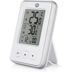 ON Indendørs og udendørs termometer med ur