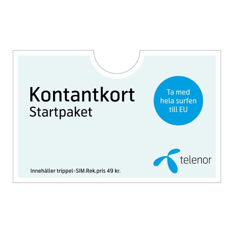 Taletidskort og startpakker - Telenor forudbetalt startpakke - Tag al din surfing med til EU (Sverige)