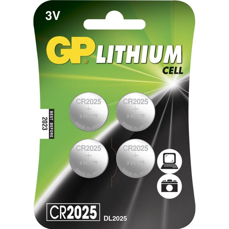 Elektrisk tilbehør - GP CR2025 Lithium 4-pak knapcellebatterier