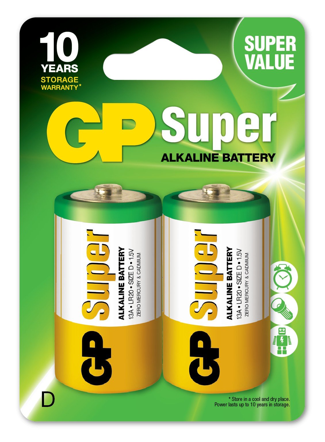 GP Super Alkaline D-batterier R20 2-pack