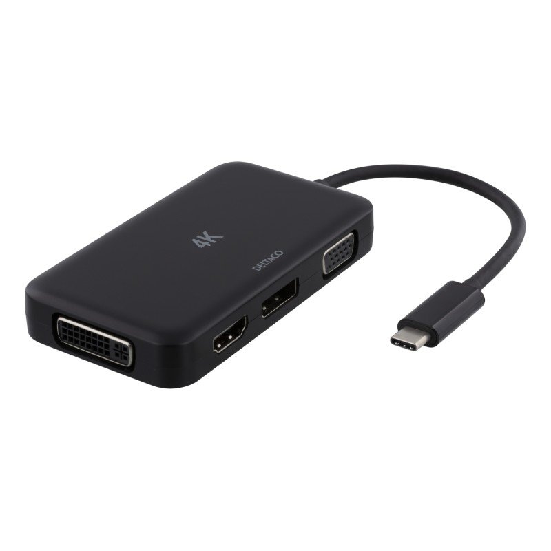 Skærmkabel & skærmadapter - USB-C Multiport til HDMI/DisplayPort/DVI/VGA-adapter 4K UHD