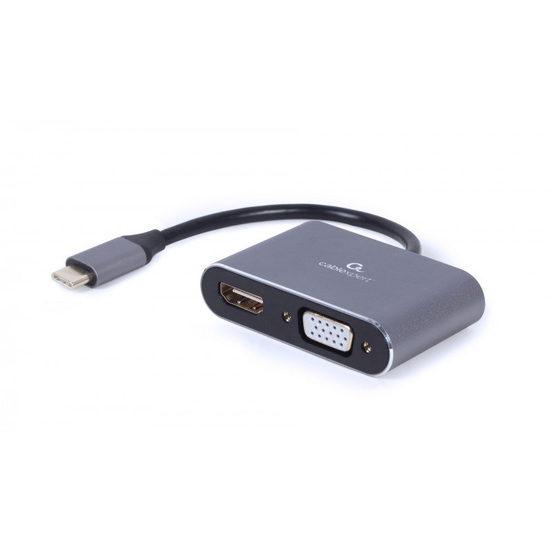Skärmkabel & skärmadapter - Cablexpert USB-C till HDMI/VGA-adapter 4K UHD