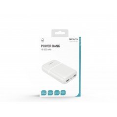 Portabla batterier - Power bank 10 000 mAh, 2x USB-A, 1x USB-C, vit