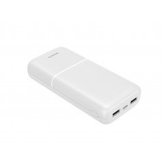 Portable batterier - Powerbank 20.000 mAh, 2x USB-A, 1x USB-C, max 2.1A 10.5W hvid