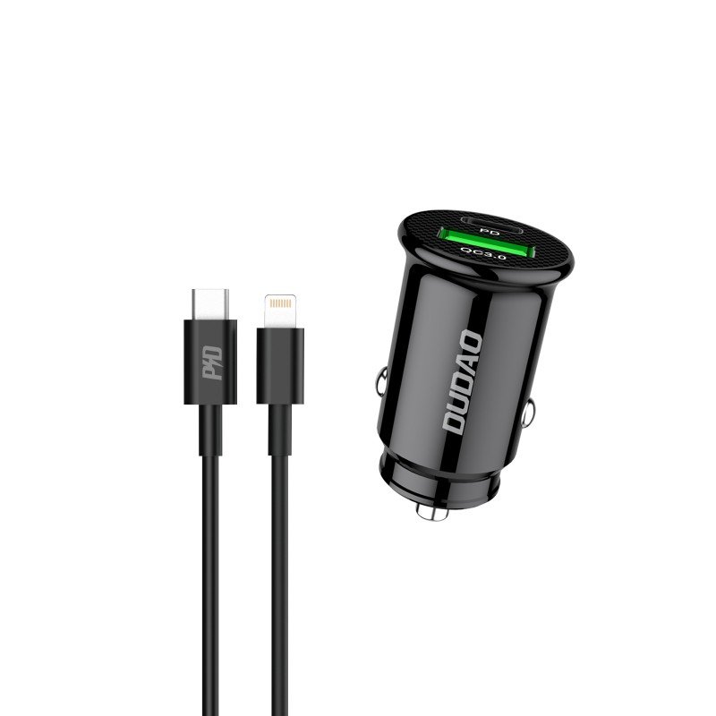 Laddare och kablar - Billaddare med USB-C, vanlig USB och 1 meters Lightning-kabel