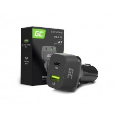 Laddare och kablar - GreenCell billaddare med USB-C och USB-A kontakt 48W (30W PD QC 3.0)