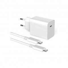 Opladere og kabler - Huntkey nano kompakt strømadapter og oplader med USB-C PD 30W inkl. USB-C-kabel