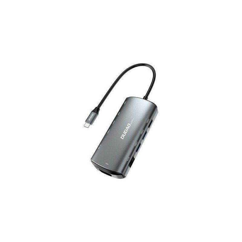 Skärmkabel & skärmadapter - Dudao USB-C-hubb 11-i-1 Multiport till HDMI/VGA/LAN/USB-adapter 60W PD