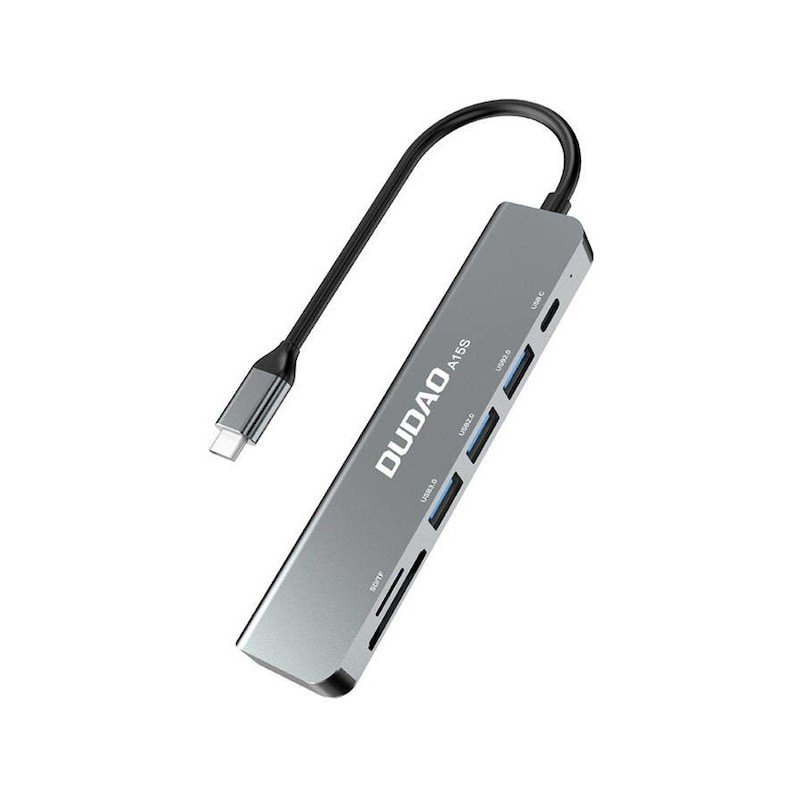 USB-C hubb - Dudao USB-C Hub 6-i-1 Multiport til USB-C/3xUSB 3.0/SD-kortadapter
