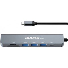 USB-C hubb - Dudao USB-C Hub 6-i-1 Multiport til USB-C/3xUSB 3.0/SD-kortadapter