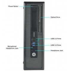 Brugt stationær computer - HP Elitedesk 800 G1 SFF i5 8GB 128GB SSD + 500GB HDD Windows 10 Pro (brugt)