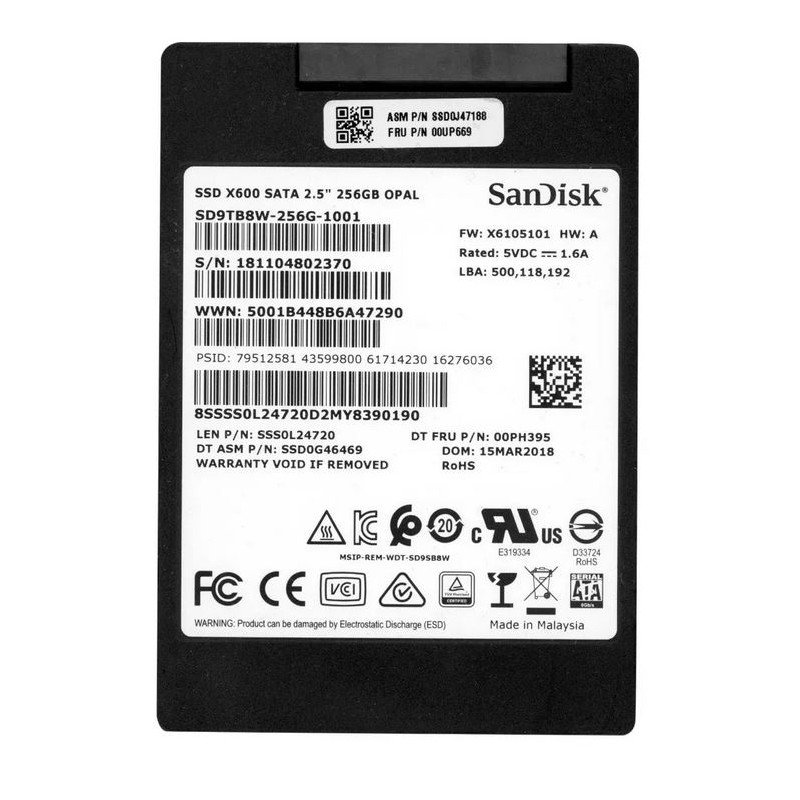 Brugte harddiske - SanDisk X600 256GB SSD harddisk SATA 2,5" (brugt)