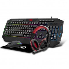 Package Gaming Keyboard & Mouse - Good Game Gaming-bundle 4-i-1 med headset, tangentbord, mus & musmatta