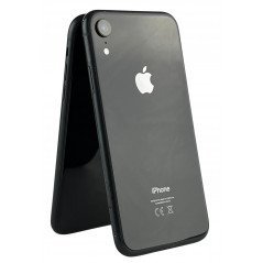 iPhone XR 128GB Black med 1 års garanti (brugt) (revnet bagside med skal på, NY skærm)