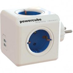 Powercube grenuttag med 4 uttag + 2 USB