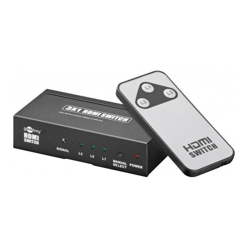Skärmkabel & skärmadapter - Goobay HDMI-switch med fjärrkontroll