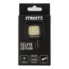 Selfiestick & foto - Streetz Selfie LED blitz til smartphones, 3,5 mm