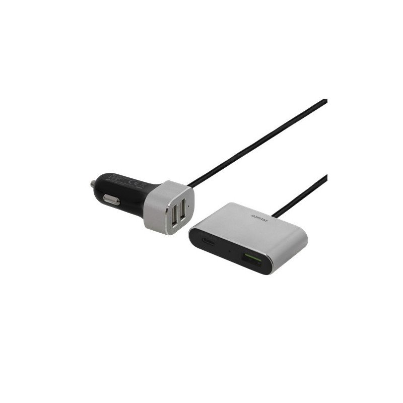 Opladere og kabler - Billaddare med USB-C och USB-hubb