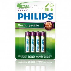 Batteri - Philips 4st laddningsbara AAA-batterier (1000 mAh)