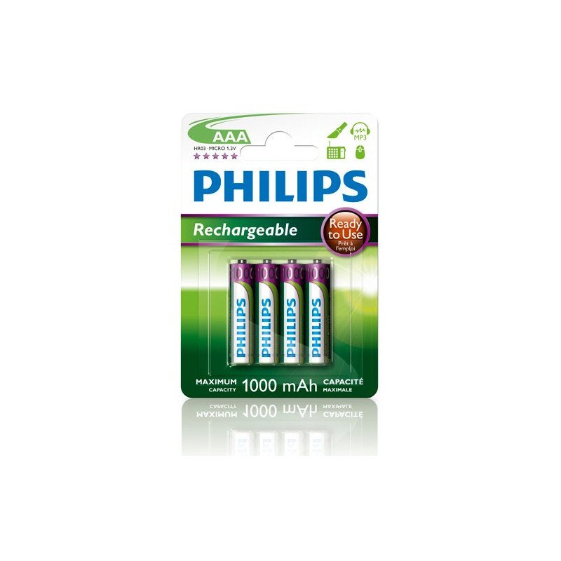Batteri - Philips 4st laddningsbara AAA-batterier (1000 mAh)