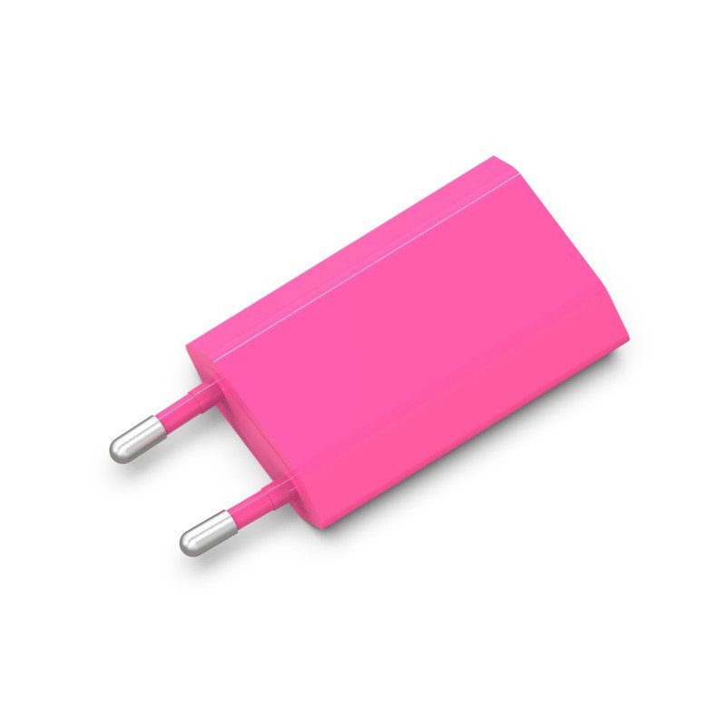 Vægladere til mobiltelefon - Strömadapter för USB-laddare (rosa)