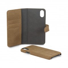 Skal och fodral - Plånboksfodral i läder till iPhone X/XS