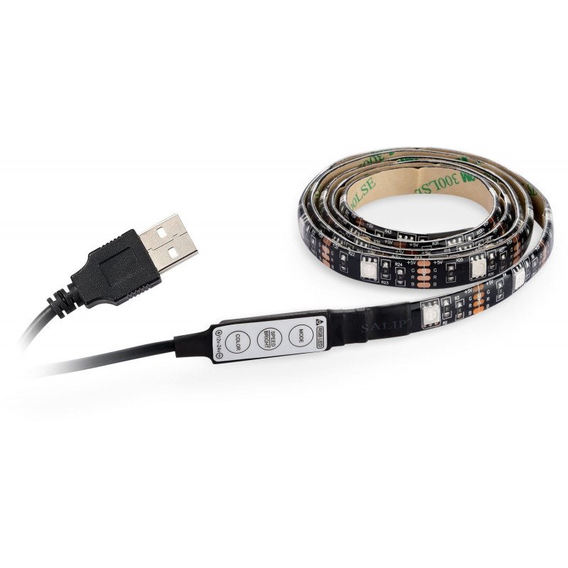 Roliga prylar - Självhäftande 1 meters USB-driven RGB-LED-slinga