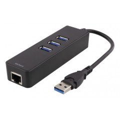Gigabit USB-netværkskort med USB-hub