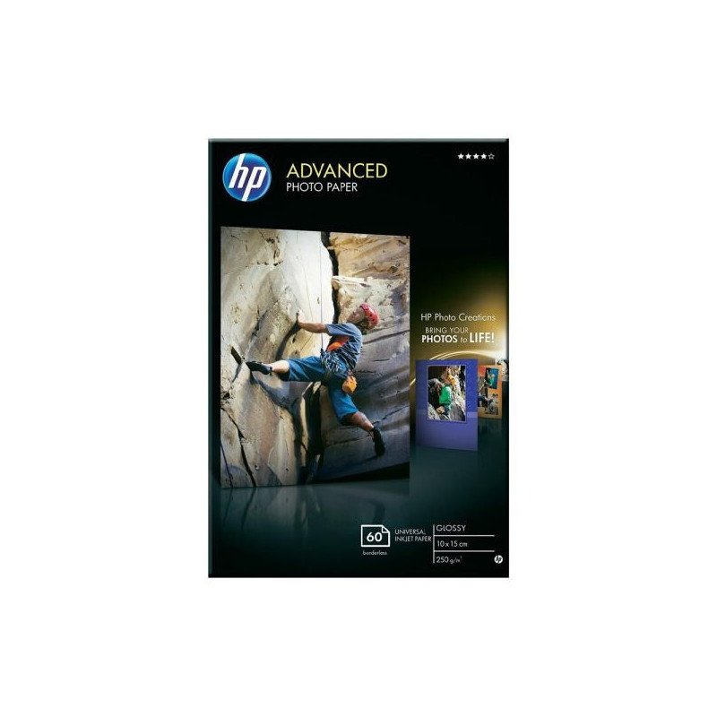 Printer Supplies - HP: n kiiltävä Photo Paper 10x15 60 arkkia