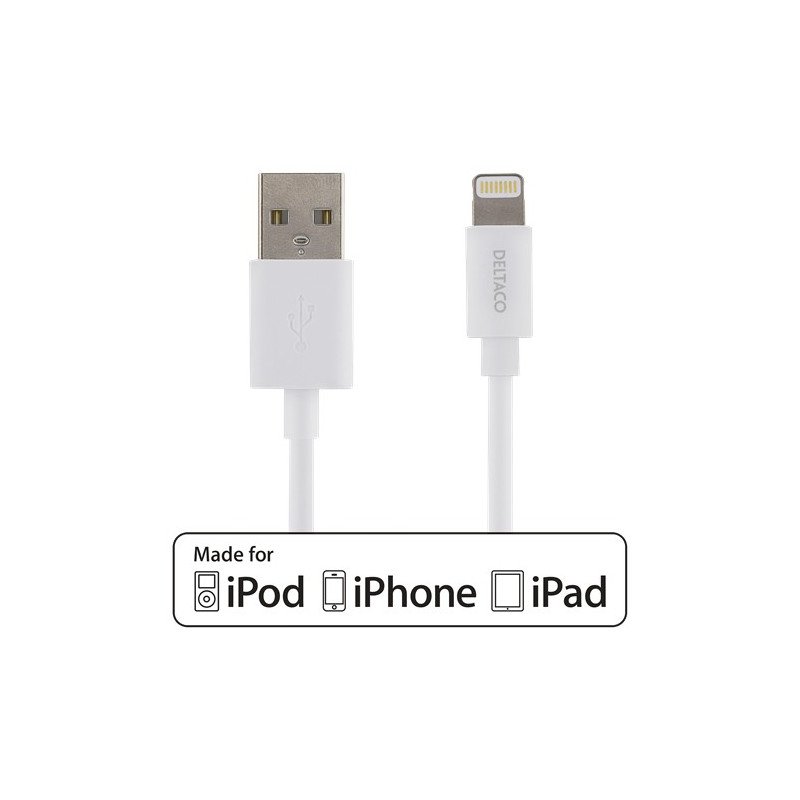 Opladere og kabler - MFi-godkendt USB Lightning iPhone opladningskabel 1m