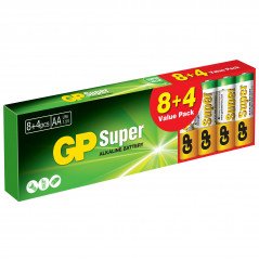 Batteri - GP Super Alkaline AA 8+4-pack AA-batterier