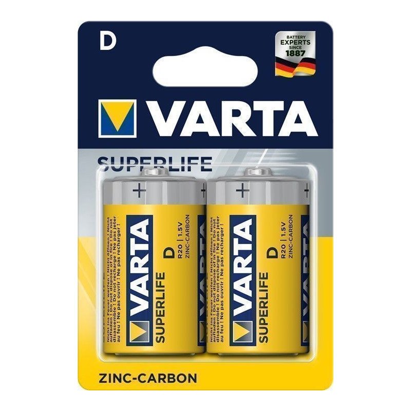 Batteri - Varta Superlife D-batterier R20 2-pack