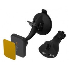 Mobilhållare - Mobilhållare & laddare med dubbla USB-uttag för bilen