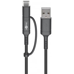 USB-kabel og USB-hubb - Goobay USB 2.0 til Micro-USB og USB-C med adapter