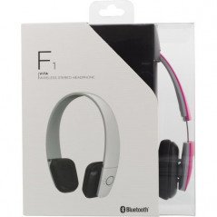 Over-ear - F1 Vita bluetooth-headset i stilren rosa färg