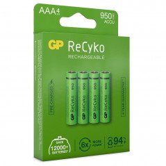 GP ReCyko 4st laddningsbara AAA-batterier (950 mAh)