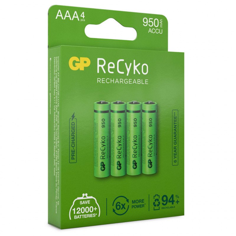 Batteri - GP ReCyko 4 stk. genopladelige AAA-batterier (950 mAh)