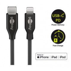 Lightning till USB-C-kabel MFI-certifierad, svart (2 meter)