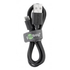 USB-C till USB-kabel i flera längder, svart